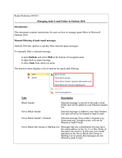 Managing Junk E-mail Folder in Outlook 2010