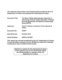 The Role of State Administrative Agencies in Advancing Criminal Justice Research (pdf, 32 pages)