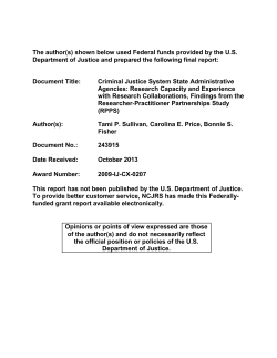 Criminal Justice System State Administrative Agencies: Research Capacity and Experience with Research Collaborations (pdf, 8 pages)