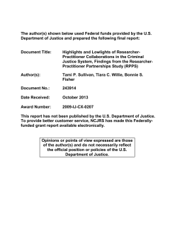 Highlights and Lowlights of Researcher-Practitioner Collaborations in the Criminal Justice System (pdf, 7 pages)