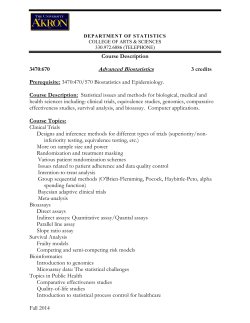 670 ADVANCED BIOSTATISTICS