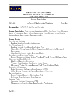 652 ADVANCED MATHEMATICAL STATISTICS