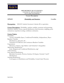 651 PROBABILITY AND STATISTICS