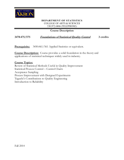 575 FOUNDATIONS OF STATISTICAL QUALITY CONTROL