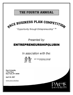 Program for the Fourth Annual Pace Business Plan Competition