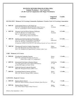 BBA/MBA Student Worksheet for New York City