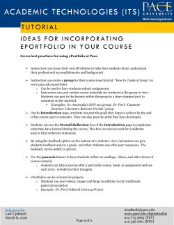 Ideas for Incorporating ePortfolio in Your Course
