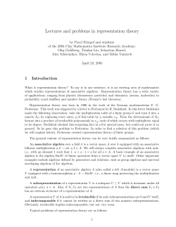 Lectures and problems in representation theory