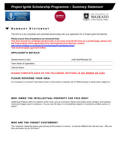Project Ignite Summary Statement Form