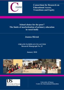School Choice for the Poor? The Limits of Marketisation of Primary Education in Rural India