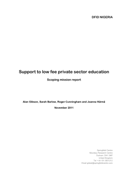 Support to Low Fee Private Sector Education: Scoping Mission Report