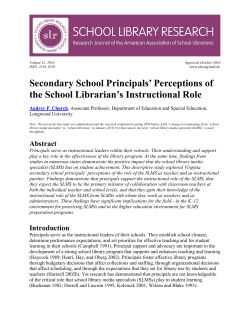 Secondary School Principals' Perceptions of the School Librarian's Instructional Role