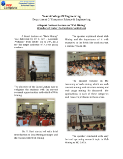 A Report On Guest Lecture on &ldquo;Web Mining&rdquo;