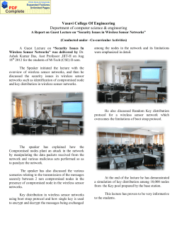 A Report on Guest Lecture on “Security Issues in Wireless Sensor Networks”