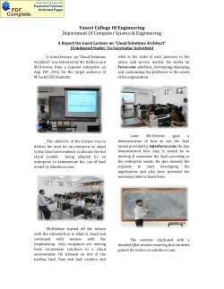 A Report On Guest Lecture on &ldquo;Cloud Solutions Architect&rdquo;