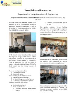 A report on Guest Lecture on &ldquo;Infrared Seeker&rdquo; by Mr. B. Suresh Kumar conducted on Aug 28th,2012