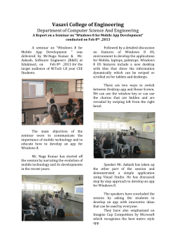 A Report on a Seminar on &ldquo;Windows 8 for Mobile App Development&rdquo;
