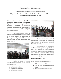 A Report on Guest Lecture Delivered by Dr. Naveen Sivadasan on “Advance Algorithms” Conducted on Mar 6th ,2013