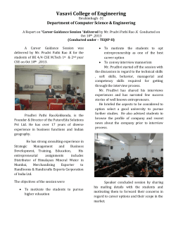 A Report on &ldquo;Career Guidance Session &ldquo;delivered by Mr. Prudvi Pathi Rao .K Conducted on Oct 10th ,2013.
