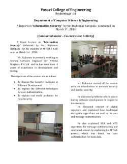 A Report on &ldquo;Information Security&rdquo; &rdquo; by Mr.Rajkumarrampalle for Mtech Students 1st March, 2014