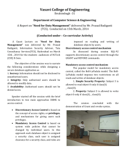 A Report on &ldquo;Need for Data Management&rdquo; delivered by Mr. Prasad Badiganti (TCS), Conducted on 15th March, 2014