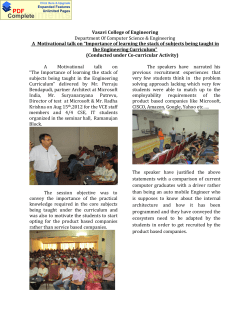 Motivational talk on &ldquo;Importance of learning the stack of subjects being taught in the Engineering Curriculum&rdquo;