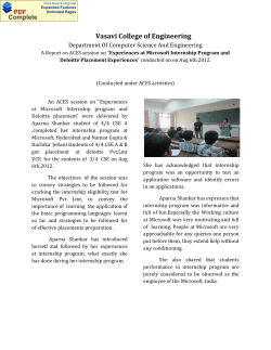 A Report on ACES session on “Experiences at Microsoft Internship Program and Deloitte Placement Experiences” conducted on on Aug 6th,2012.