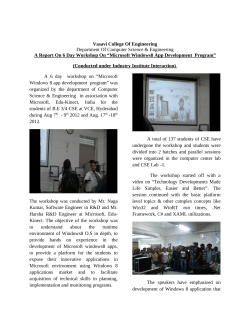A Report On 6 Day Workshop On &ldquo;Microsoft Windows8 App Development Program&rdquo; (Conducted under Industry Institute Interaction)