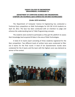 A Report on &ldquo;Technical quiz competition on C & C++&rdquo; conducted under CSI students chapter on Sept 26th ,2012