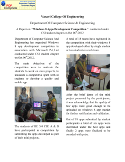 A Report on &ldquo;Windows 8 Apps Development Competition &ldquo; conducted under CSI student chapter on Oct 06th,2012