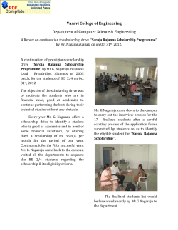 A Report on continuation to scholarship drive &ldquo;Saroja Rajanna Scholarship Programme&ldquo; by Mr. Nagaraju Gajjala on on Oct 31st, 2012