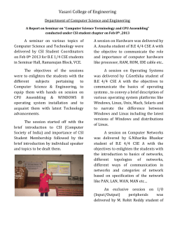 A Report on seminar on_Computer Science Terminology and CPU Assembling conducted under CSI student chapter on Feb 8th,2013
