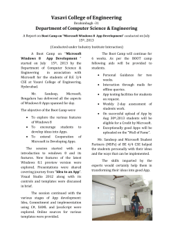 A Report on Boot Camp on &ldquo;Microsoft Windows 8 App Development&rdquo; conducted on July 15th, 2013