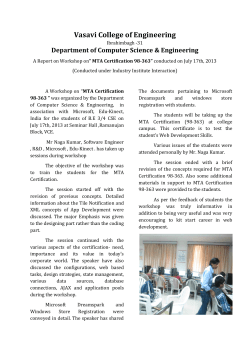 A Report on Workshop on&rdquo; MTA Certification 98-363&rdquo; conducted on July 17th, 2013