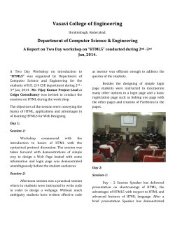 A Report on Two Day workshop on “HTML5” conducted during 2nd -3rd Jan, 2014.