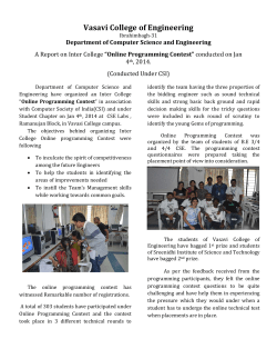 A Report on Inter College &ldquo;Online Programming Contest&rdquo; conducted on Jan 4th, 2014.