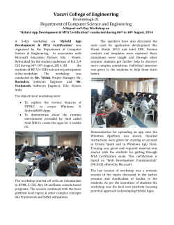 A Report on5‐Day Workshop on &ldquo;Hybrid App Development & MTA Certification&rdquo; conducted during 06th to 10th August, 2014