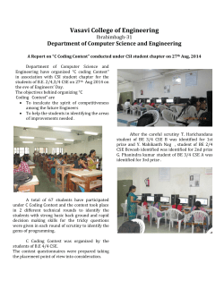 A Report on &ldquo;C Coding Contest&rdquo; conducted under CSI student chapter on 27th Aug, 2014