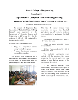 A Report on &ldquo;Technical Puzzle Solving Contest&rdquo; conducted on 28th Aug, 2014