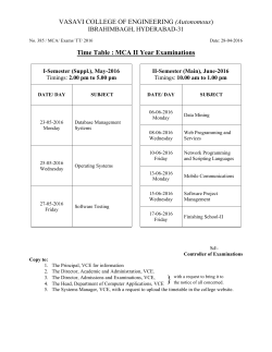Time Table : MCA II Year I-Semester (Suppl.), II-Semester (Main) Examinations : May/June 2016