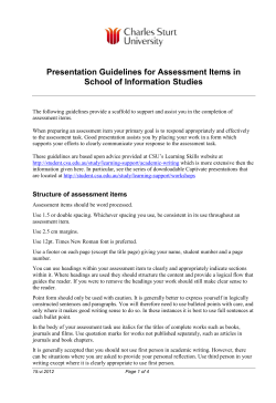 Presentation Guidelines for Assessment Items in SIS Subjects