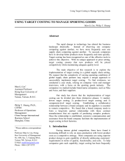 "Using Target Costing To Manage Sporting Goods"