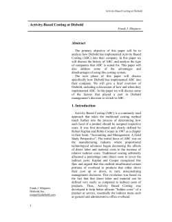 "Activity-Based Costing at Diebold"