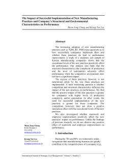 "The Impact of Successful Implementation of New Manufacturing Practices and Company s Structural and Environmental Characteristics on Performance"