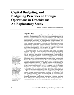 Capital Budgeting and Budgeting Practices of Foreign Operations in Uzbekistan: An Exploratory Study