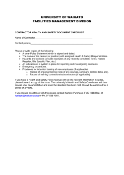 Contractor Health Safety Policy Approval Checklist