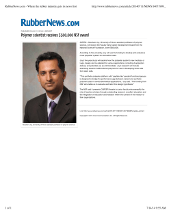 Polymer Scientist receives $500,000 NSF award