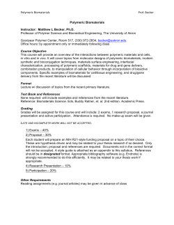 Polymeric Biomaterials by Dr. Becker