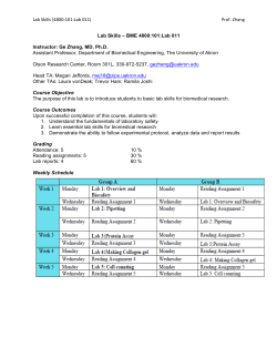 Biomedical Engineering Lab Skills by Dr. Zhang