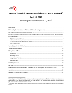 Status Report on Smolensk Crash